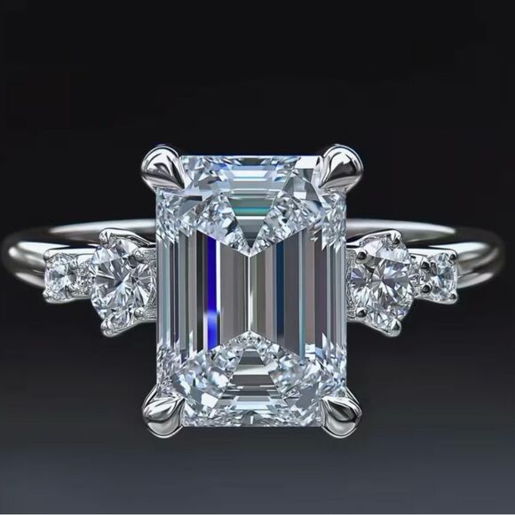 🩵 NEW Stunning square cut 4 carat white sapphire ring 🩵 - Picture 1 of 5